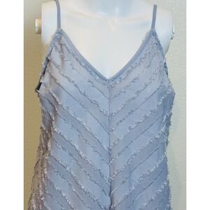 Intimately Free People Pastel Blue‎ Boho Chic Chevron Fringe Tank Top Size M